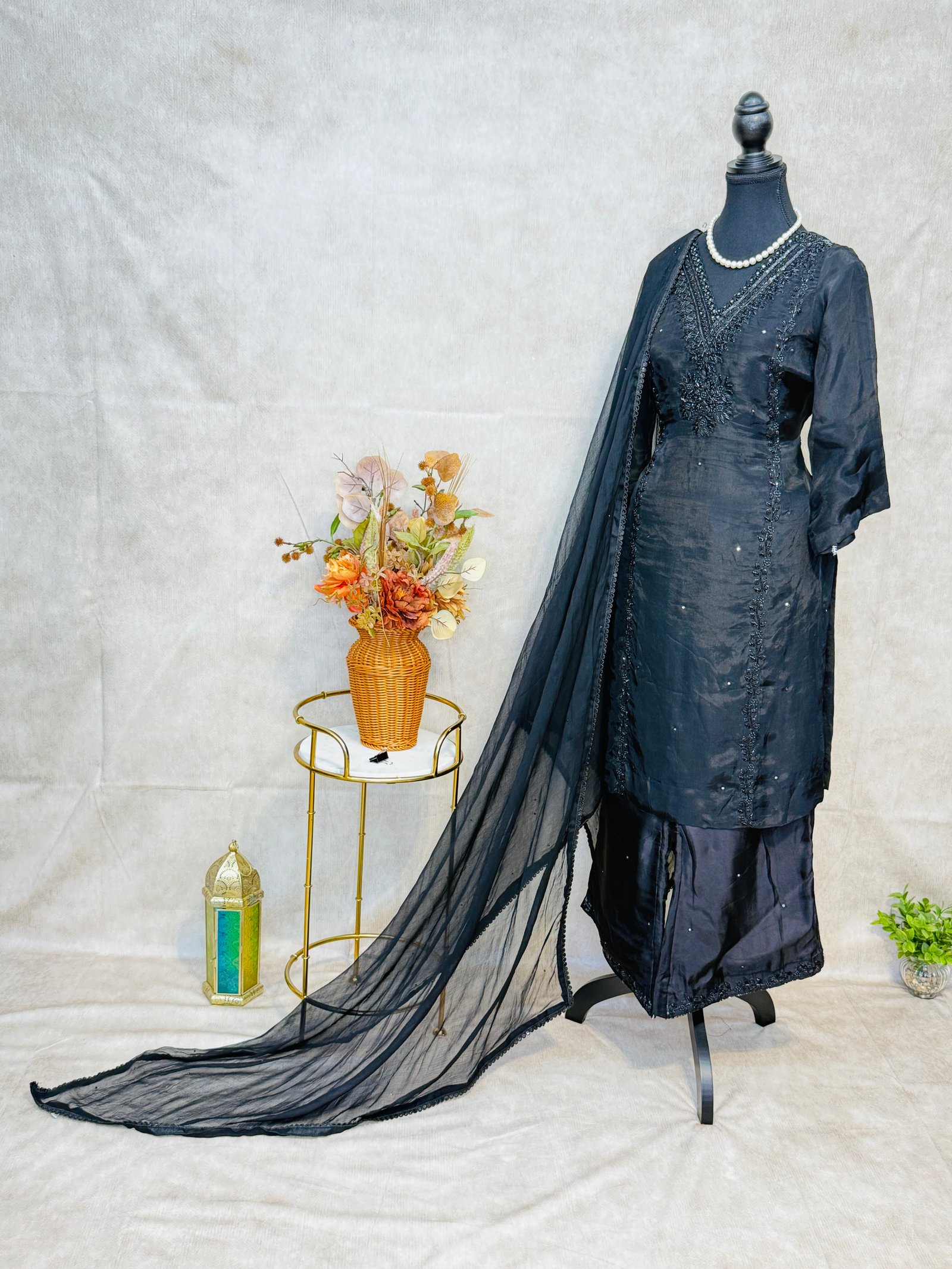 Pure Crepe Boutique Suit with Bell Bottom Pants